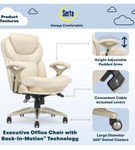 Serta - Upholstered Back in Motion Health & Wellness Manager Office Chair - Bonded Leather - Ivory