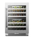 LanboPro - 24 in. 44 Bottle Seamless Stainless Steel Dual Zone Wine Refrigerator with Ultra-Quiet C