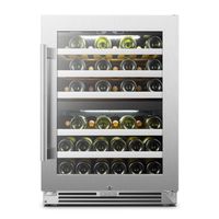 LanboPro - 24 in. 44 Bottle Seamless Stainless Steel Dual Zone Wine Refrigerator with Ultra-Quiet C