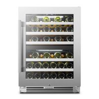 LanboPro - 24 in. 44 Bottle Seamless Stainless Steel Dual Zone Wine Precision Temperature Controls