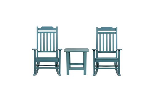 OSC Designs - All Weather Rocking Chairs with Side Table (pair) - Teal