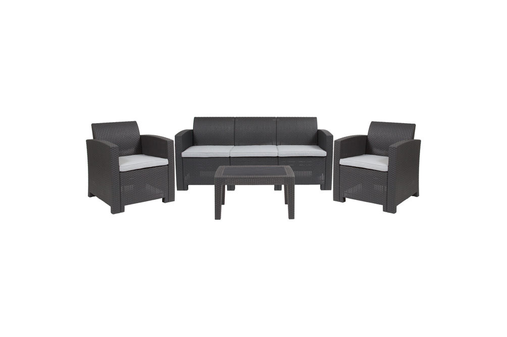 OSC Designs - 4 Piece Rattan Style Sofa Set - Dark Gray
