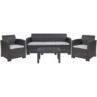 OSC Designs - 4 Piece Rattan Style Sofa Set - Dark Gray