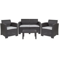 OSC Designs - 4 Piece Rattan Style Love Seat Set - Dark Gray
