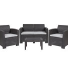 OSC Designs - 4 Piece Rattan Style Love Seat Set - Dark Gray