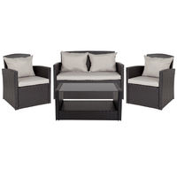 OSC Designs - 4 Piece Patio Set with Back Pillows - Gray