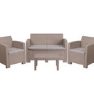 OSC Designs - 4 Piece Rattan Style Patio Love Seat Set - Light Gray