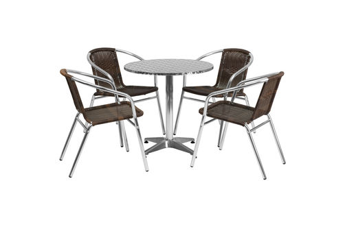 OSC Designs - Aluminum Round Table Patio Set with 4 Chairs
