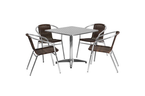 OSC Designs - Aluminum Square Patio Table with 4 Chairs