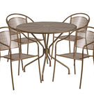 OSC Designs - Round Steel Patio Table with 4 Chairs - Gold