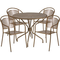 OSC Designs - Round Steel Patio Table with 4 Chairs - Gold