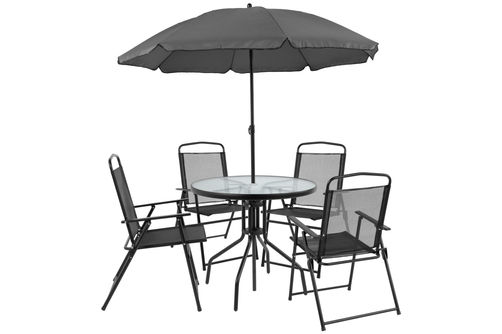 OSC Designs - 6 Piece Patio Set with Umbrella - Black