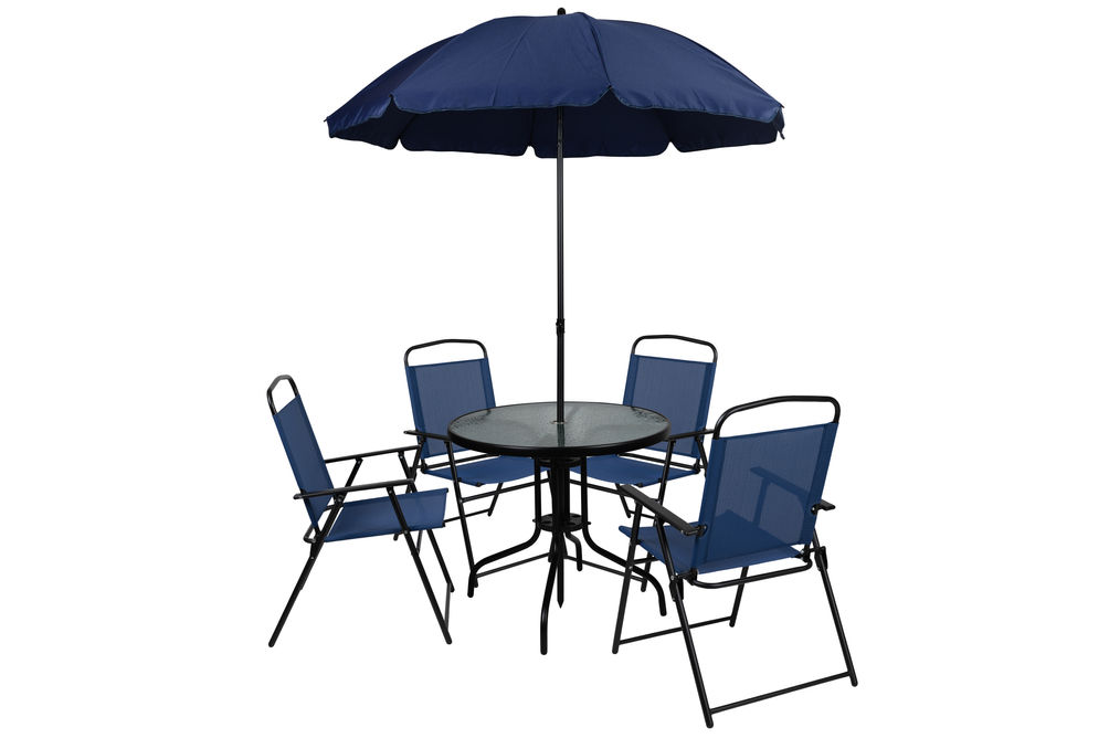 OSC Designs - 6 Piece Patio Set with Umbrella - Blue