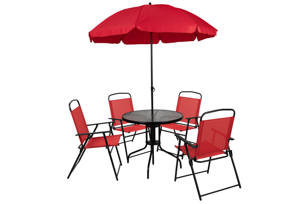 OSC Designs - 6 Piece Patio Set with Umbrella - Red