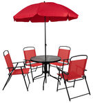 OSC Designs - 6 Piece Patio Set with Umbrella - Red