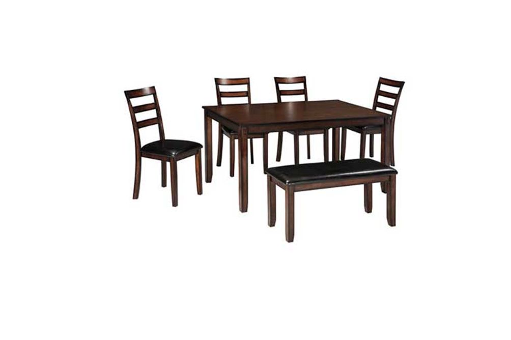 6pc Coviar Dining RoomTable, Bench 4 Chairs