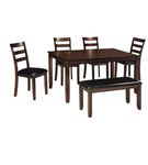 6pc Coviar Dining RoomTable, Bench 4 Chairs