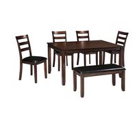 6pc Coviar Dining RoomTable, Bench 4 Chairs
