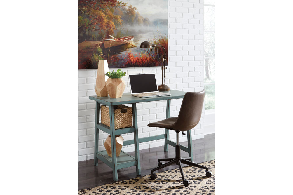 Mirimyn Home Office Teal Desk W/ Swivel Chair