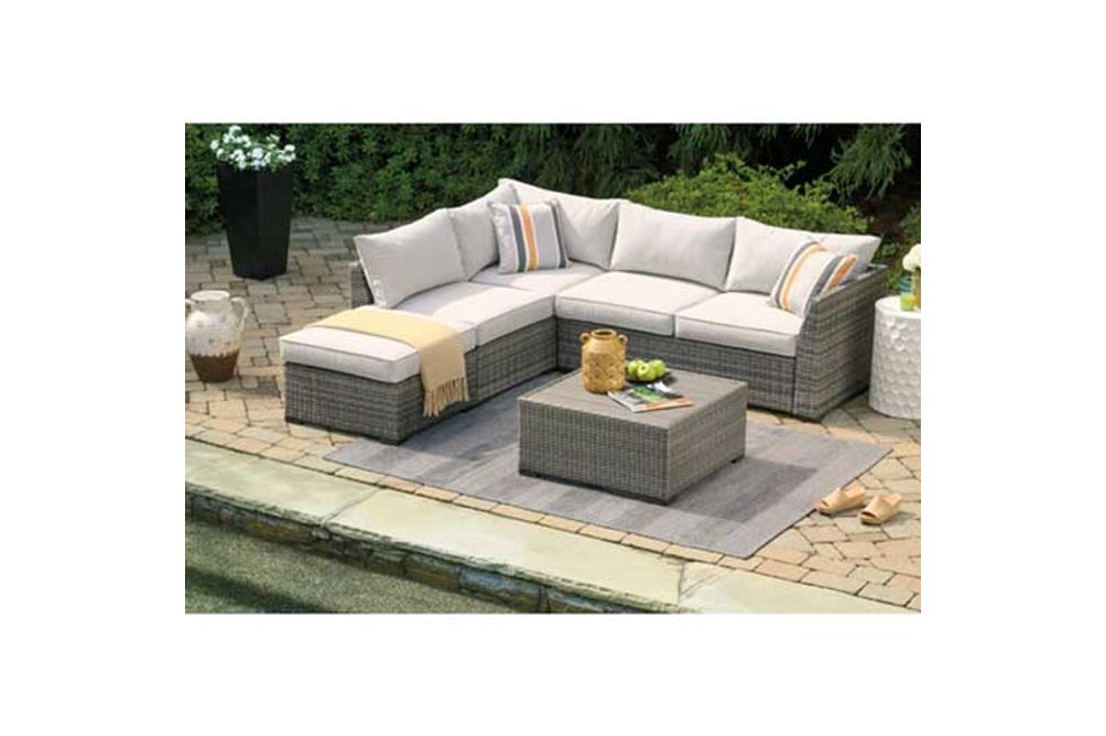 Signature Design by Ashley Cherry Point 4-piece Outdoor Sectional Set-Gray