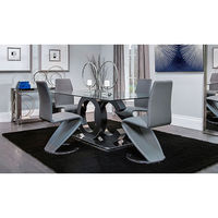 5PC D2207DT Glass Table & Grey Chairs