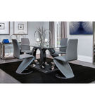 5PC D2207DT Glass Table & Grey Chairs