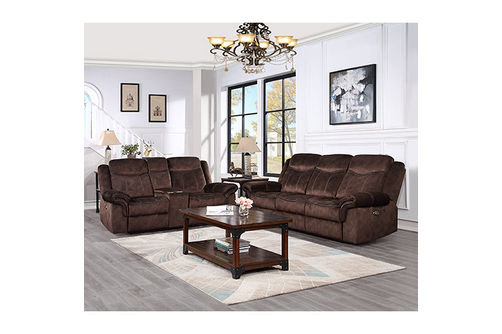 2PC Domino Motion Sofa & Love W Console, Coffee