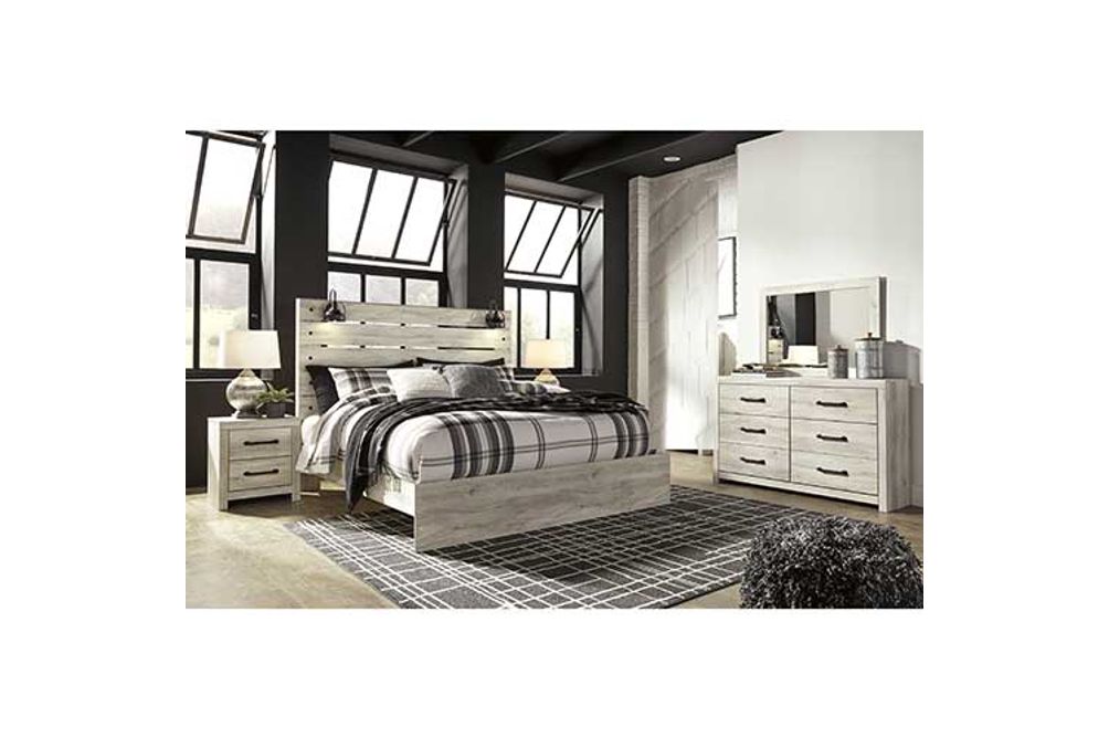 Cambeck King Panel Bed, Dresser, Mirror and Nightstand-Whitewash