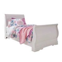 Anarasia Twin Sleigh Bed, Dresser, Mirror and Nightstand-White