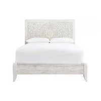 Paxberry Queen Panel Bed, Dresser, Mirror and Nightstand-Whitewash