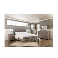 Zelen Queen Panel Bed, Dresser, Mirror and Nightstand-Warm Gray