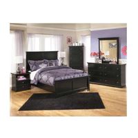 Maribel Queen Panel Bed with Dresser, Mirror and Nightstand-Black