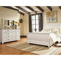 Signature Design by Ashley Willowton Queen Sleigh Bed, Dresser and Mirror-Whit