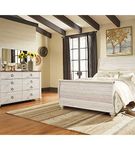 Signature Design by Ashley Willowton Queen Sleigh Bed, Dresser and Mirror-Whit