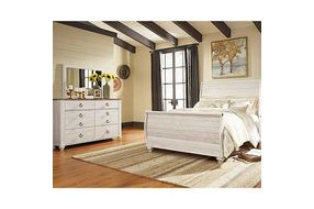 Signature Design by Ashley Willowton Queen Sleigh Bed, Dresser and Mirror-Whit