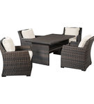 Signature Design by Ashley Easy Isle Outdoor Dining Table and 4 Chairs-Dark Br