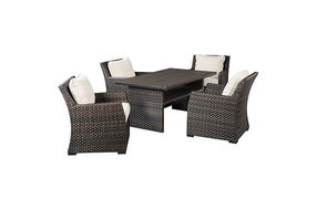Signature Design by Ashley Easy Isle Outdoor Dining Table and 4 Chairs-Dark Br
