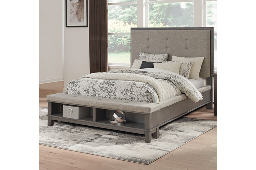 Benchcraft Hallanden Queen Upholstered Storage Bed-Gray