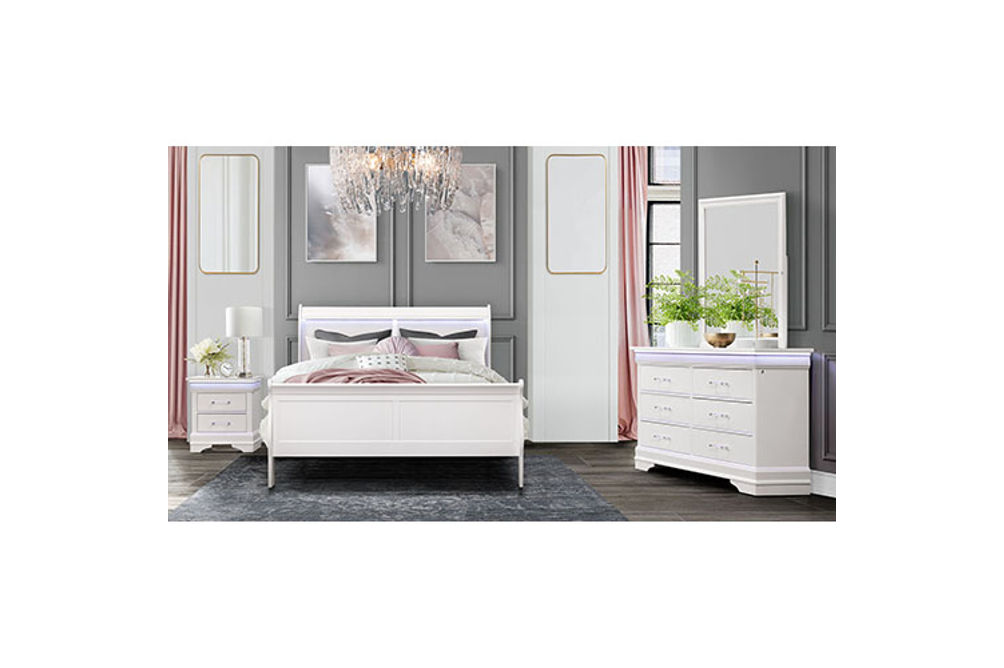 6PC CHARLIE QUEEN BEDROOM SET QB,DR, MR, NS