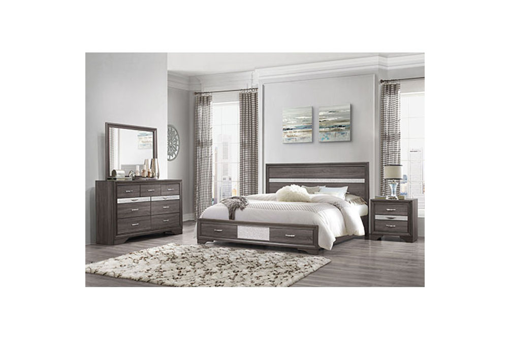 6PC SEVILLE KING BEDROOM SET KB, DR, MR, NS