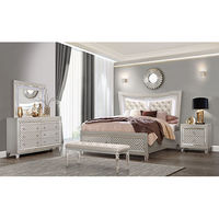 6PC PARIS CHAMPAGNE KING BEDROOM SET KB, DR, MR, NS