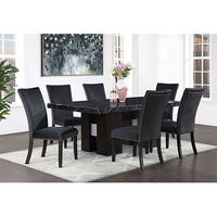 5PC D03 Faux Marble Dining Table & Chairs (4), Black