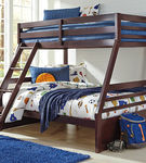 Halanton Twin over Full Bunk Bed with Twin and Full Mattresses-Dark Brown