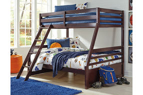 Halanton Twin over Full Bunk Bed with Twin and Full Mattresses-Dark Brown