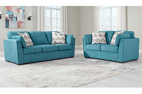 Signature Design by Ashley Keerwick Sofa and Loveseat-Teal