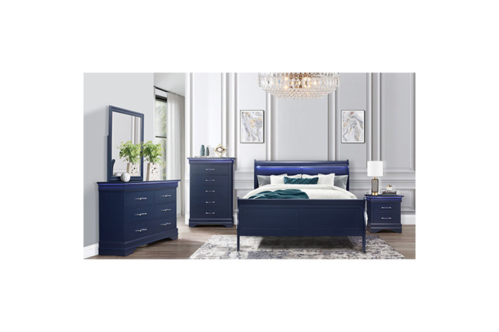 6PC Charlie Blue King Bedroom, KB, DR, MR, NS