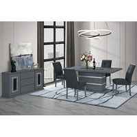 5PC MONACO DINING TABLE & CHAIRS(4), DARK GREY