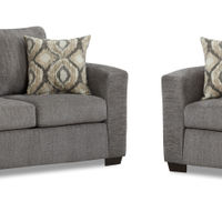 2PC Graytone Sofa & Loveseat, Gray