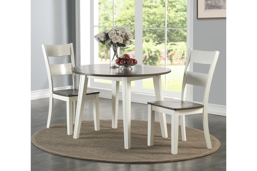 3PC Drop Leaf Dining Set, Grey/White