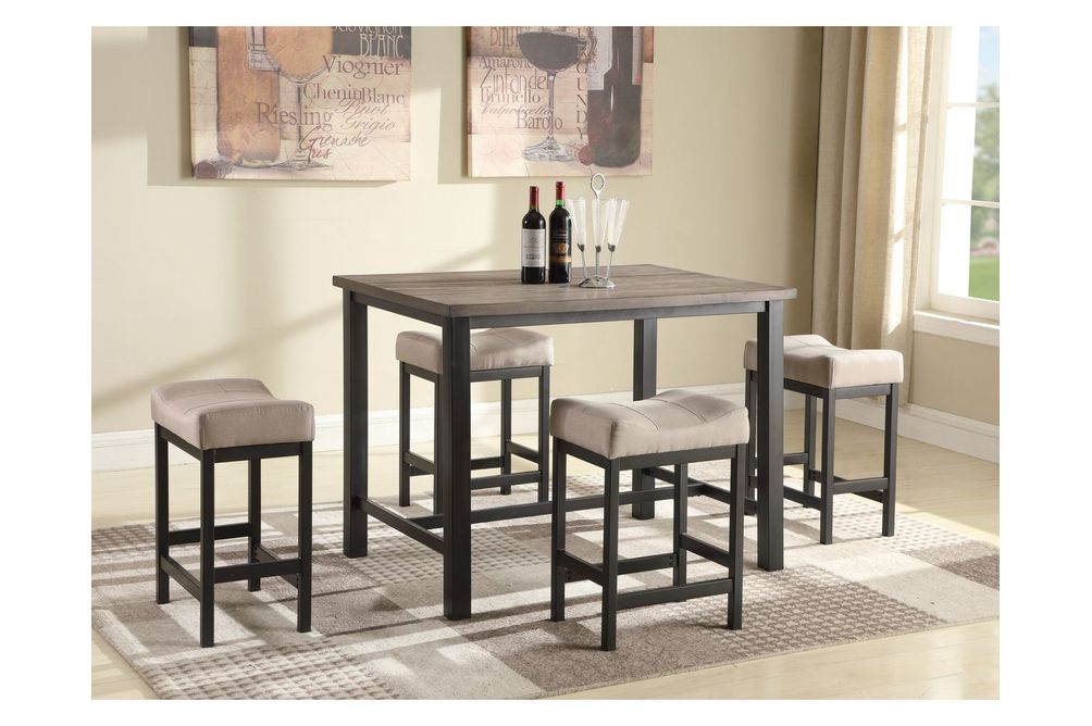 5PC Rustic Dining Pub Set, Brown